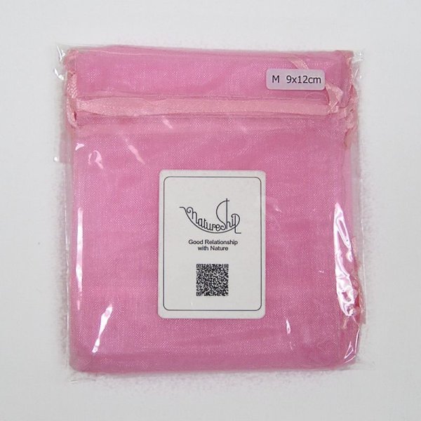 画像1: フィリピン製オーガンジーポーチ（M)90ｘ120ｍｍ10枚入り-ピンク (1)