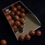画像2: ゴールドストーン(茶)/丸玉片穴10mmφ2個セット(サイズペアリング済) (2)