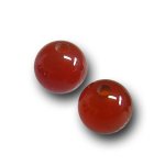 画像1: カーネリアン/丸玉片穴4mmφ2個セット(サイズペアリング済) (1)
