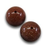 画像1: ゴールドストーン(茶)/丸玉片穴10mmφ2個セット(サイズペアリング済) (1)