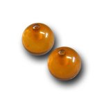 画像1: アンバー（コハク）/丸玉片穴4mmφ2個セット(サイズペアリング済) (1)