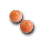 画像1: 天然サンゴ/丸玉片穴4.5mmφ2個セット(サイズペアリング済) (1)