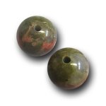 画像1: ユナカイト/丸玉片穴6mmφ2個セット(サイズペアリング済) (1)
