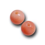 画像1: 天然サンゴ/丸玉片穴5mmφ2個セット(サイズペアリング済) (1)