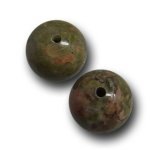 画像1: ユナカイト/丸玉片穴8mmφ2個セット(サイズペアリング済) (1)