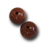 画像1: ゴールドストーン(茶)/丸玉片穴6mmφ2個セット(サイズペアリング済) (1)