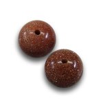 画像1: ゴールドストーン(茶)/丸玉片穴8mmφ2個セット(サイズペアリング済) (1)