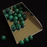 画像2: マラカイト/丸玉片穴8mmφ2個セット(サイズペアリング済) (2)