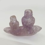 画像2: 天然石アメジスト彫刻/幸せを呼ぶ-フクロウ親子/w90mm (2)