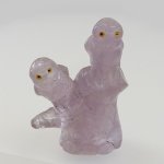 画像1: 天然石アメジスト彫刻/幸せを呼ぶ-フクロウ兄弟/h70mm (1)